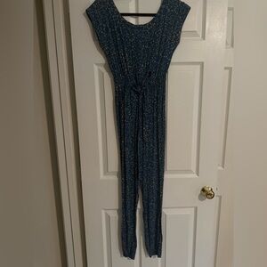 Bar III Teal Jumpsuit with Beige Pattern